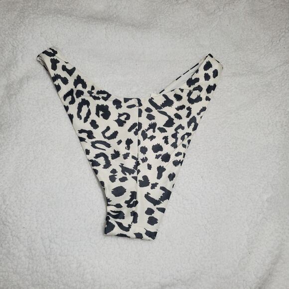 Aerie Cheekier High Waist Leopard Print Bikini Bottoms Cheeky NEW Medium White - Picture 8 of 8